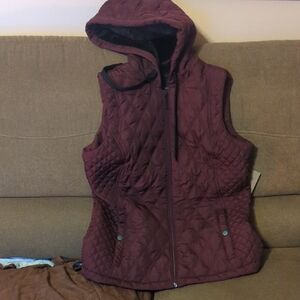 Weatherproof Maroon Quilted Hooded Vest